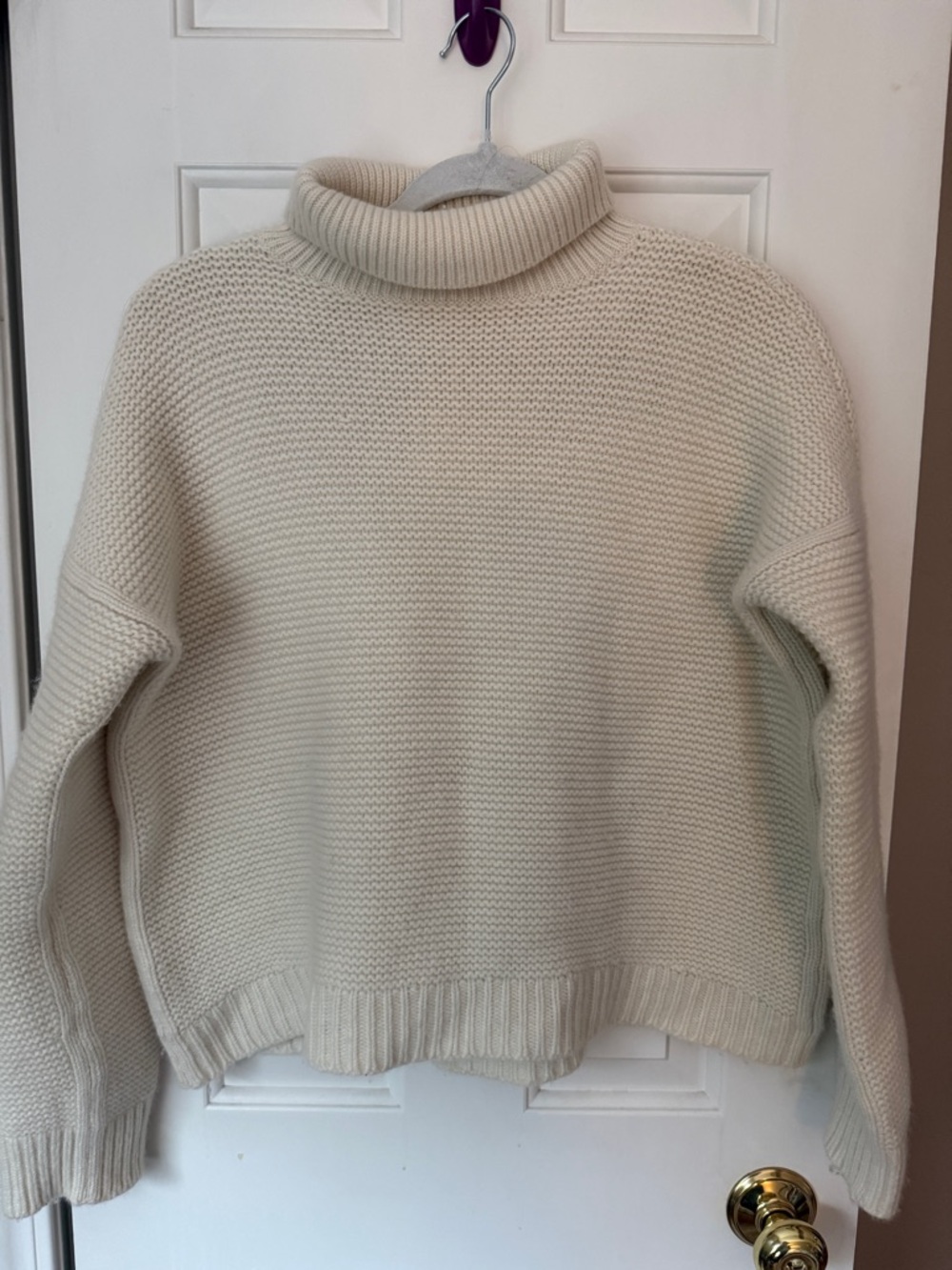 Vince Cream Turtleneck Chunky Knit Sweater